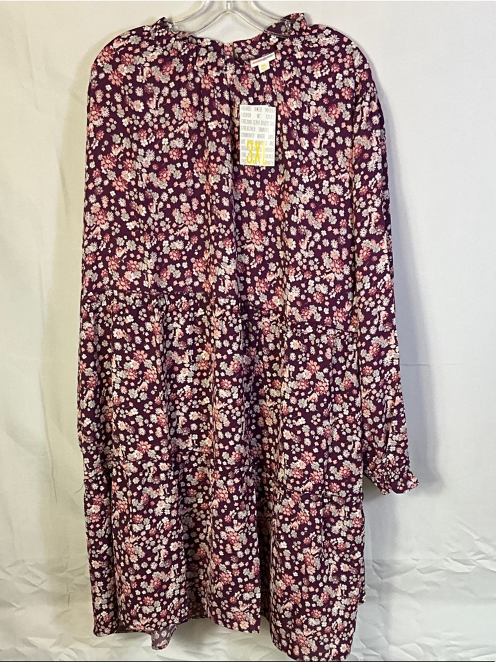 LuLaRoe Annabelle Floral Tiered Ruffle Long Sleeve Midi Dress Size 3XL